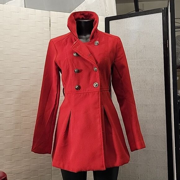 IRIS BASIC COAT NOTCH LAPEL DOUBLE BREASTED FIT & FLARE COAT - Picture 10 of 15